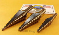 3 Pc Step Drill Bit Set REAMER Step Bit Set UNIBIT Lifetime Warranty Drill Hog