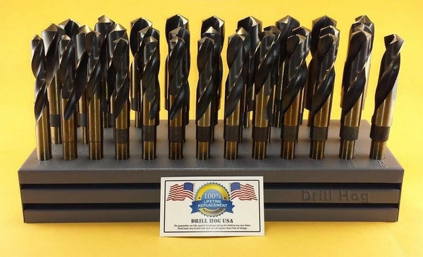 Drill Hog® Silver & Deming Drill Bit Set Index 33 Pc 1/2" to 1" Lifetime Warranty