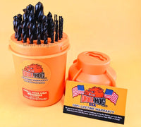 29 Pc Drill Bit Set 1/16" to 1/2" Super Pig Steel+ Lifetime Warranty Drill Hog®