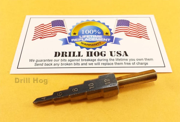 DrillHog 4-12mm Metric Step Drill Bit UNIBIT 5 Steps Lifetime Warranty