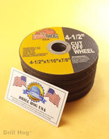Drill Hog® 4-1/2 Cut Off Wheel 4.5" Cutoff Blade Metal Steel for Angle Grinder 50 Pcs