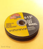 Drill Hog 4-1/2 Cut Off Wheel 4.5" Cutoff Blade Metal Steel Angle Grinder 10 Pcs