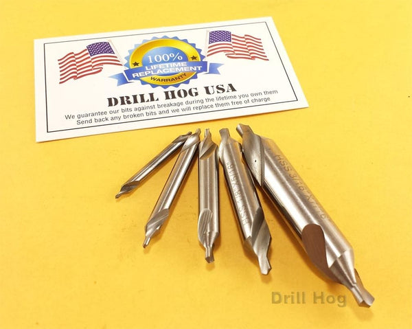 5 Pc Center Drill Countersink Pilot Bit Set Lifetime Warranty Drill Hog®