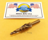 3/16"-1/2 Step Drill Bit Cobalt M42 Spiral Flute Lifetime Warranty Drill Hog USA