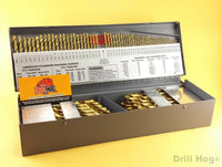 115 Pcs Drill Hog Letter Number Drill Bit Set Titanium Ti-22 Lifetime Warranty