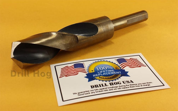Drill Hog USA 1" Drill Bit 1" Silver & Deming Bit Cobalt HSS Lifetime Warranty