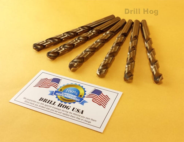 Drill Hog USA 25/64" Cobalt Drill Bits M42 Drill Bit 6 Pack Lifetime Warranty