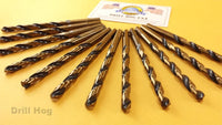 Drill Hog USA 3/16" Drill Bit HI-Molybdenum M7 HSS Lifetime Warranty USA 12 Pack