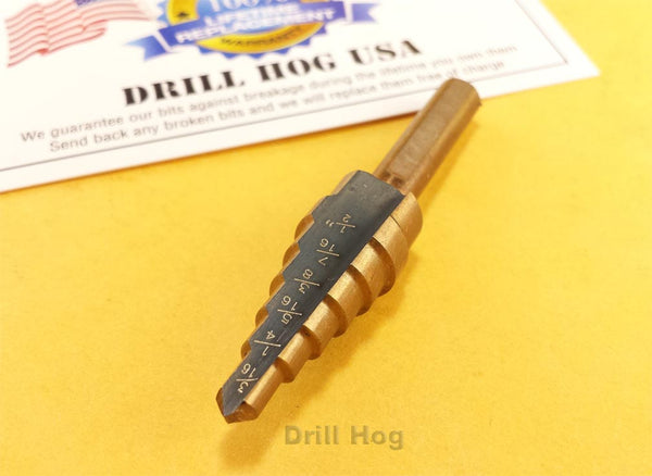 3/16"-1/2" Step Drill Bit HI-Molybdenum M7 Lifetime Warranty Drill Hog®